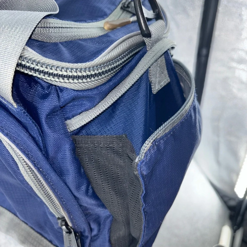LL Bean Navy Blue Gray Ripstop Nylon Crossbody Shoulder Bag Utility Travel Tote